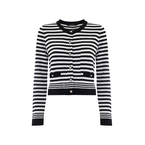 KOCCA Cardigan Cardigan Donna girocollo a righe Bianco nero A24 - KOCCAMICHAELA - F0037 - S - Francavilla Moda